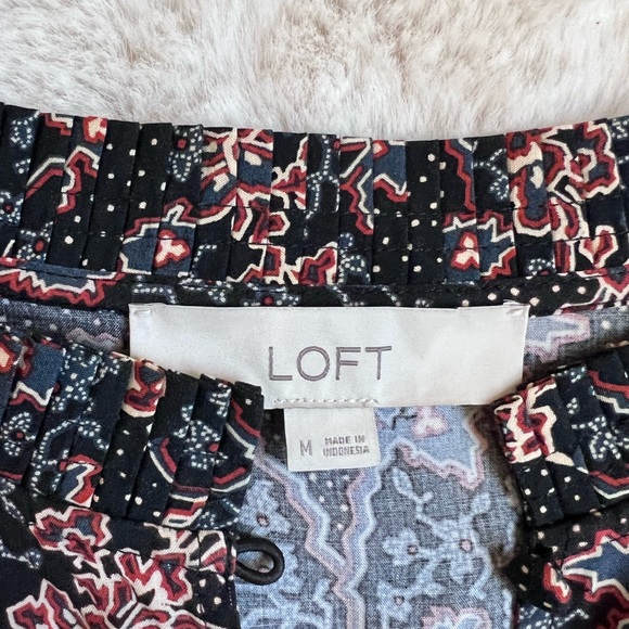 Loft Ruffle Black and Brown Floral Print Mini Dress Perfect for Fall Size Med - Picture 9 of 9